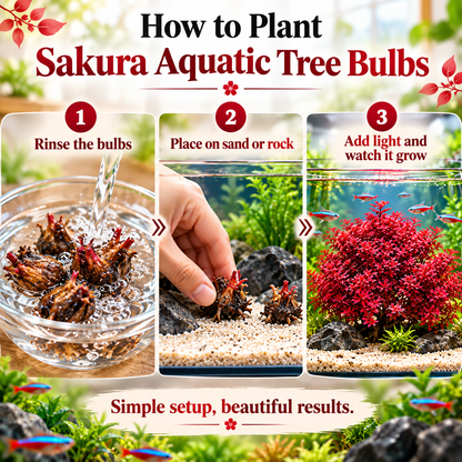 🔥 Crimson Sakura Aquatic Tree Bulbs🌿 Grow a Fiery Underwater Mini Forest