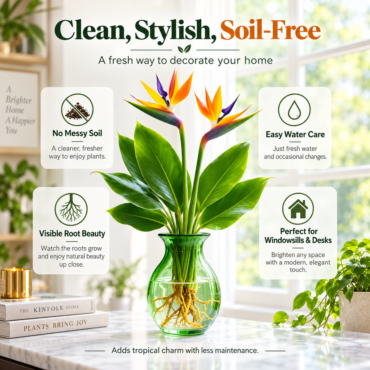 🕊️✨Hydroponic bird of paradise🌱🌸 A Little Bulb, A Beautiful Bloom — Nature’s Best Therapy!