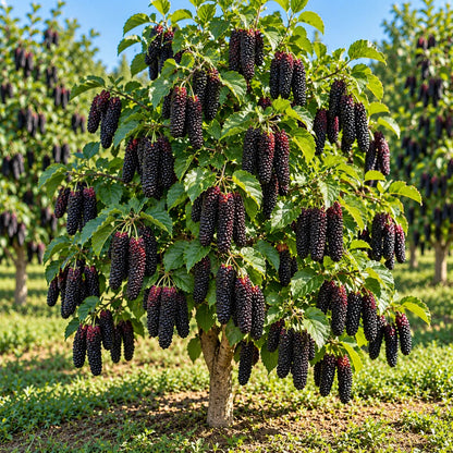 ❤️🖤🍇 Rare Giant Red & Black Mulberry Tree Saplings🌳Grow Extra-Long, Sweet & Juicy Fruit Right in Your Backyard!