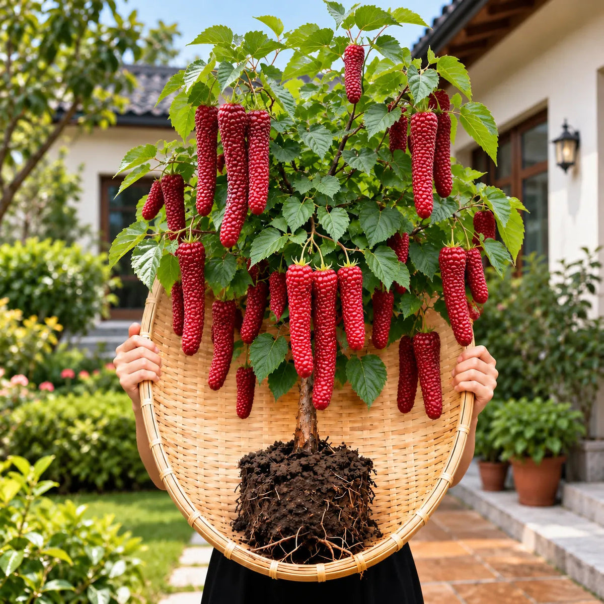 ❤️🖤🍇 Rare Giant Red & Black Mulberry Tree Saplings🌳Grow Extra-Long, Sweet & Juicy Fruit Right in Your Backyard!