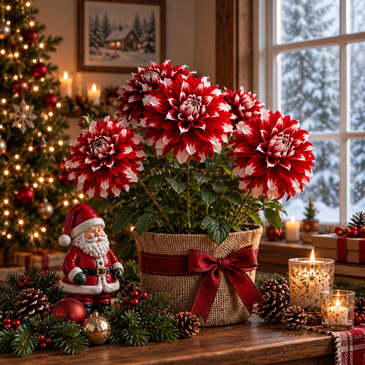 🎅 Rare Santa Claus Dahlia Bulbs – Christmas Magic in Your Garden 🌸🎄