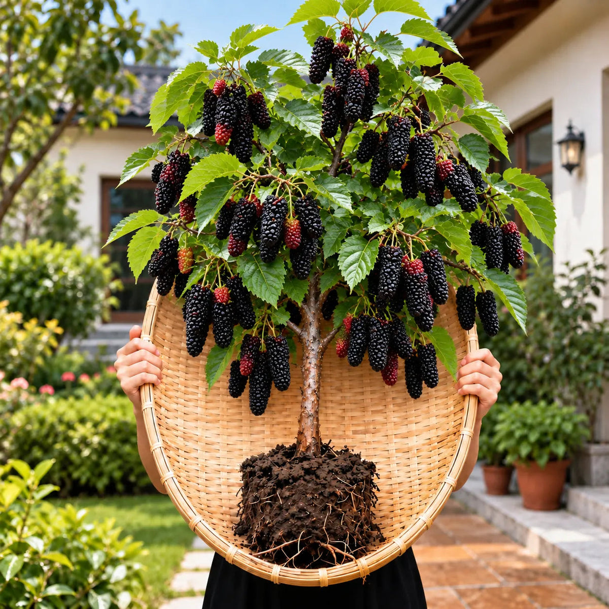 ❤️🖤🍇 Rare Giant Red & Black Mulberry Tree Saplings🌳Grow Extra-Long, Sweet & Juicy Fruit Right in Your Backyard!
