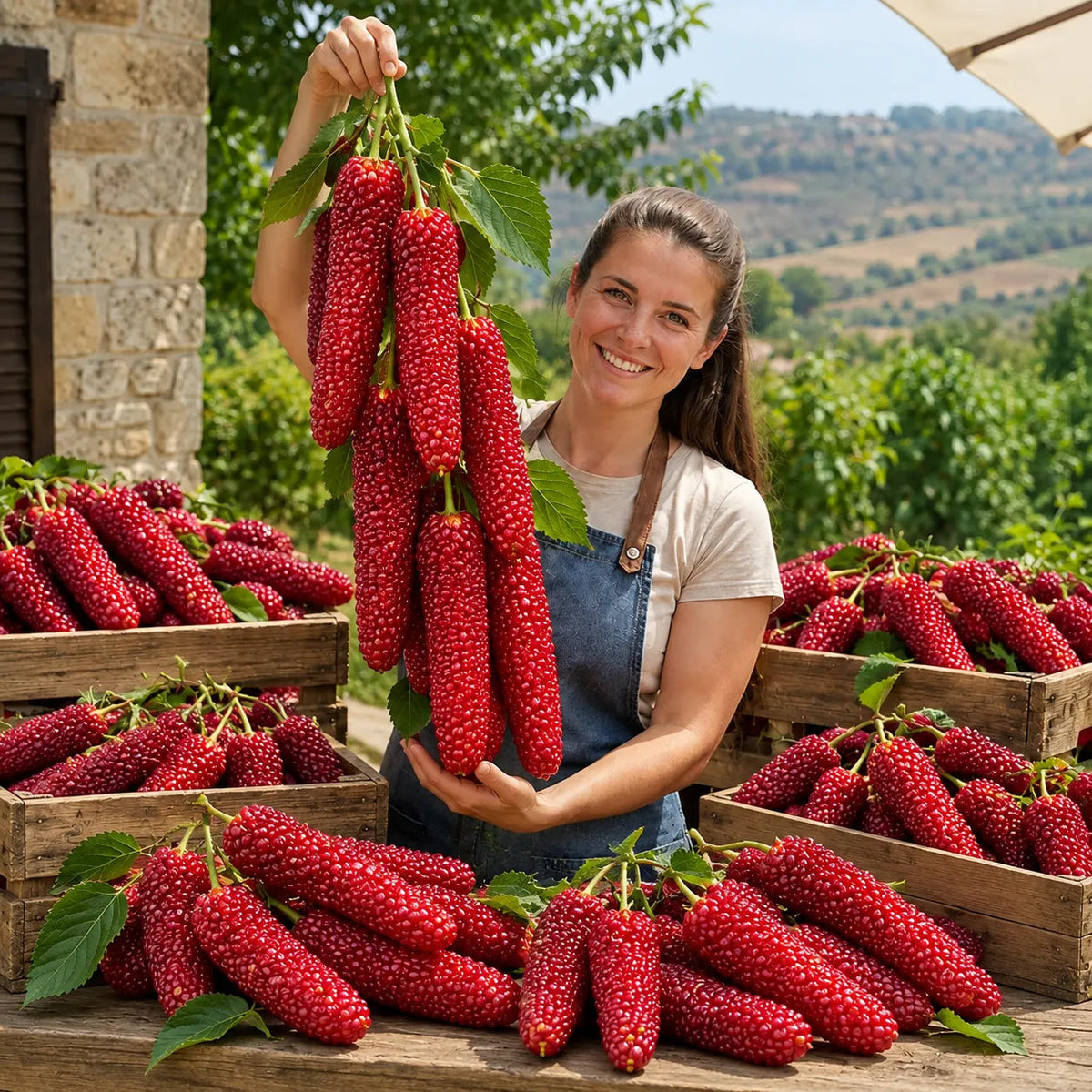 ❤️🖤🍇 Rare Giant Red & Black Mulberry Tree Saplings🌳Grow Extra-Long, Sweet & Juicy Fruit Right in Your Backyard!