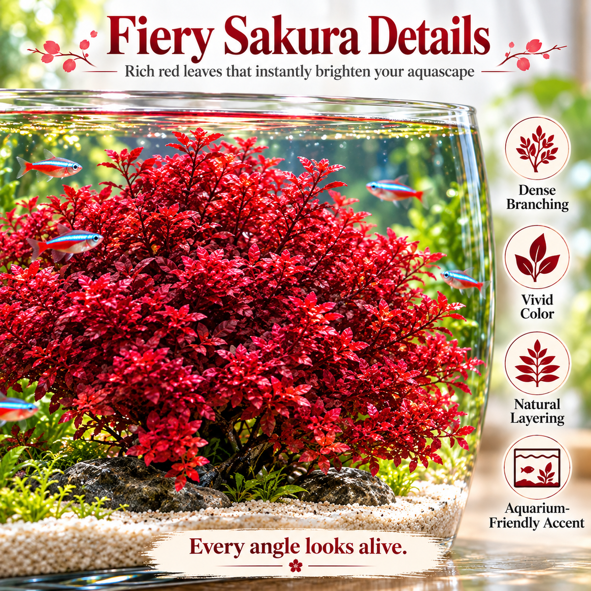 🔥 Crimson Sakura Aquatic Tree Bulbs🌿 Grow a Fiery Underwater Mini Forest