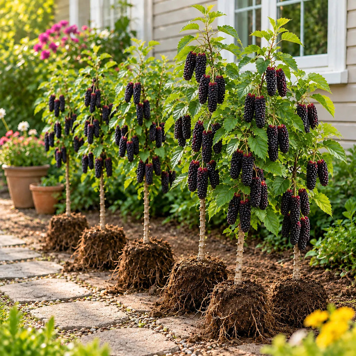 ❤️🖤🍇 Rare Giant Red & Black Mulberry Tree Saplings🌳Grow Extra-Long, Sweet & Juicy Fruit Right in Your Backyard!