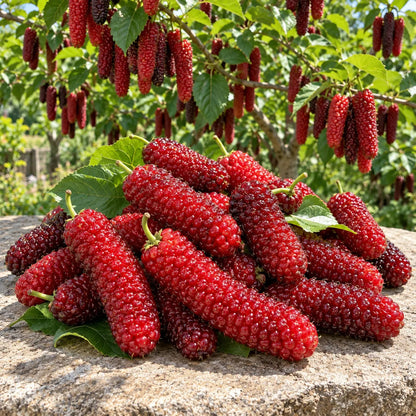 ❤️🖤🍇 Rare Giant Red & Black Mulberry Tree Saplings🌳Grow Extra-Long, Sweet & Juicy Fruit Right in Your Backyard!