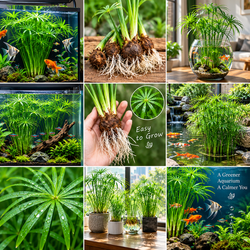 🌿Water Bamboo Bulbs-Hydroponic Umbrella Plant 💦 Natural Water Purifier for Aquariums, Turtle Tanks & Ponds