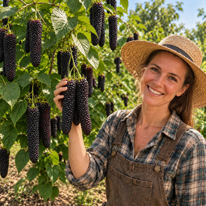 ❤️🖤🍇 Rare Giant Red & Black Mulberry Tree Saplings🌳Grow Extra-Long, Sweet & Juicy Fruit Right in Your Backyard!