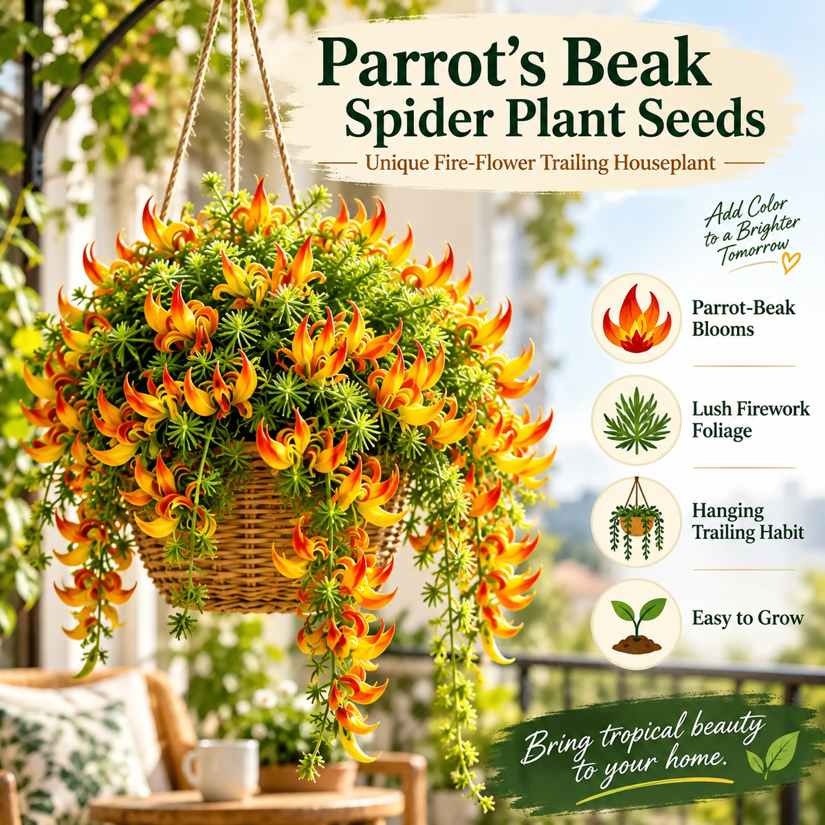 🪴🦜Parrotbeak spider plant 🔥 Blooms for up to 300 Days a Year!