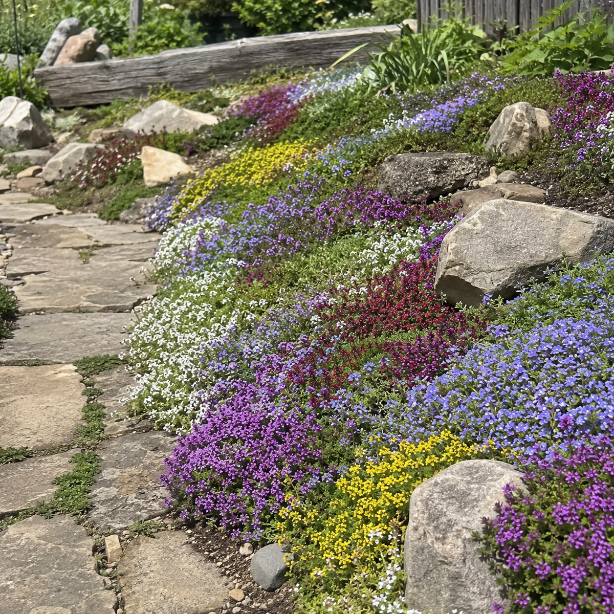 🌸✨ Creeping Thyme Seeds for a Stunning Multi-Color Ground Cover!  🌿Turn Your Garden into a Colorful Flower Carpet!🌺